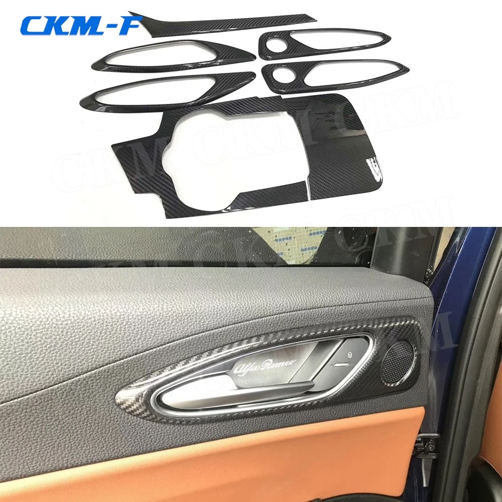 Real Dry Carbon Fiber Interior Trims Dashboard Bar Cover Mouldings for Alfa Romeo Giulia 2017 2018 Car Accessories Body Kits