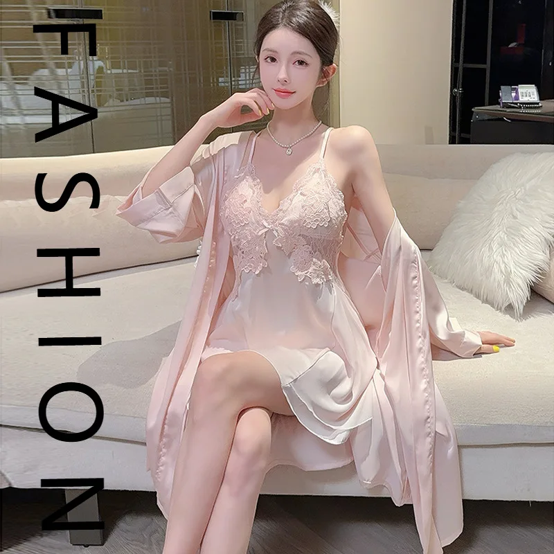 

[Летние надувочники] Лулу в том же стиле, водонепроницаемая ночная рубашка на подтяжках с цветком, сексуальная пижама, комплект из двух предметов, Ice Ri