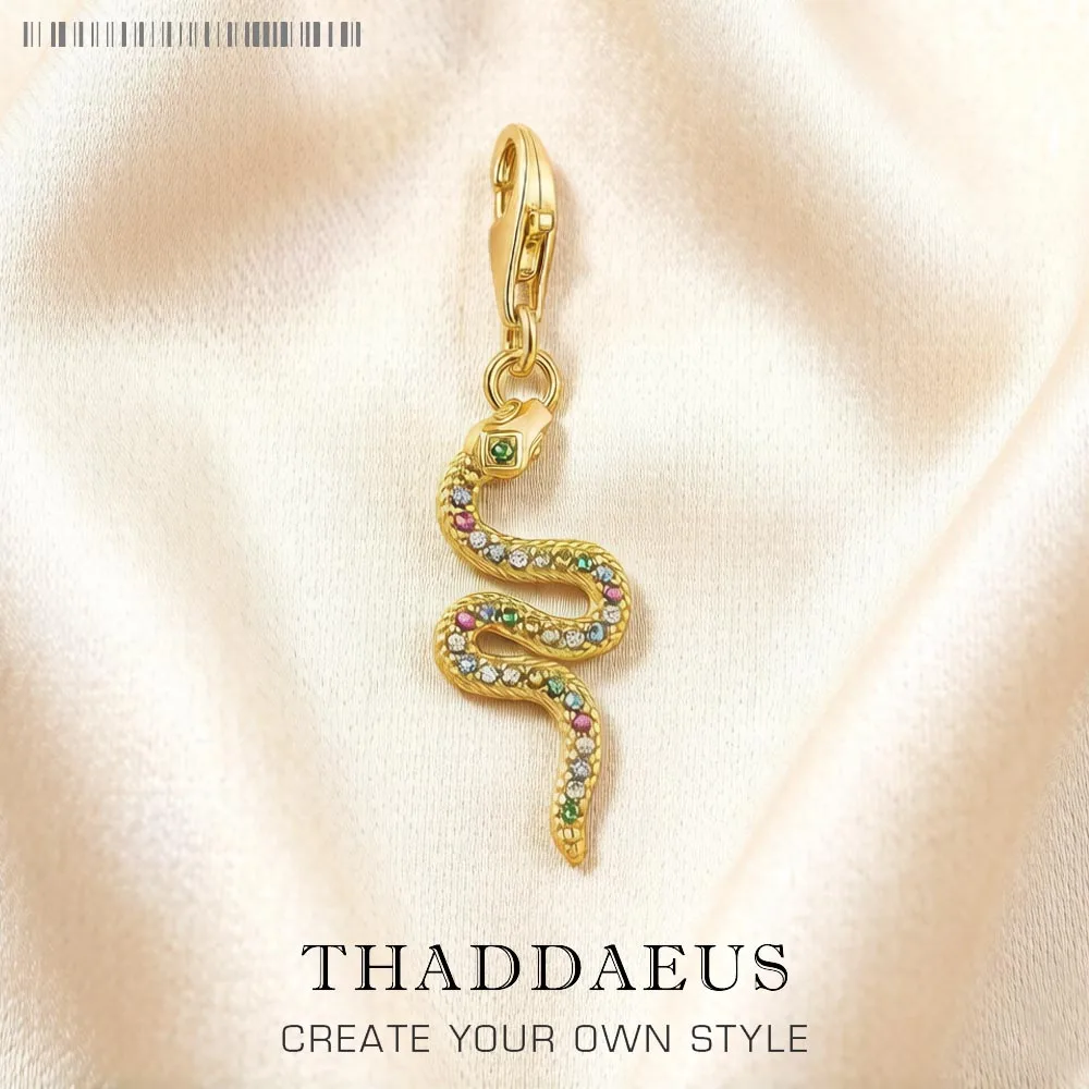 

Colorful Snake Gold Plated Dangle Charm Pendant Europe Style Fine Jewelry For Women Men Bohemia Gift In Sterling Silver 925