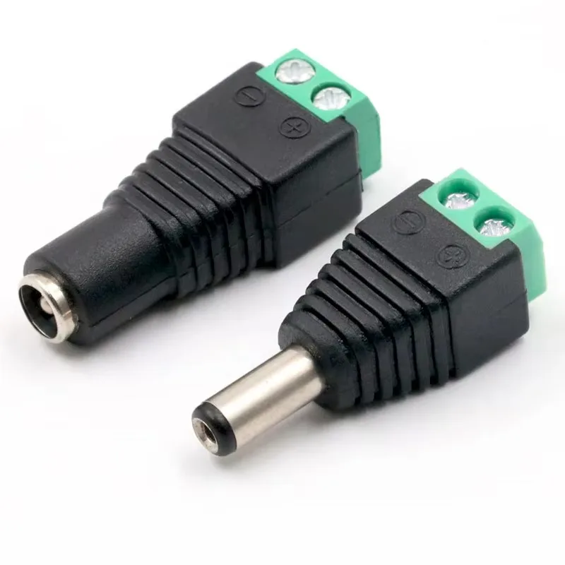

DC 2.1mm X 5.5mm Female Male DC Power Plug Terminal Adapter Connector for CCTV Cameras