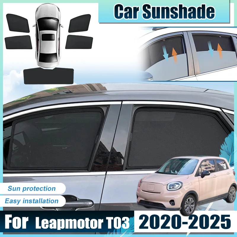

For Leapmotor T03 Accessories 2020-2025 Car Front Rear Window Sun Shades Net Cover Anti UV Visors Heat light Shield Mesh Parasol