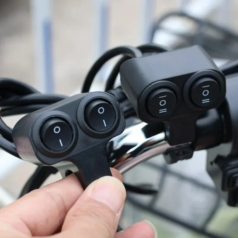 Motorcycle Handlebar 12V Headlight Switch Dual Button Control Waterproof 3-Wire Spotlight Switch Tricycle Headlight  Horn Switch image 6