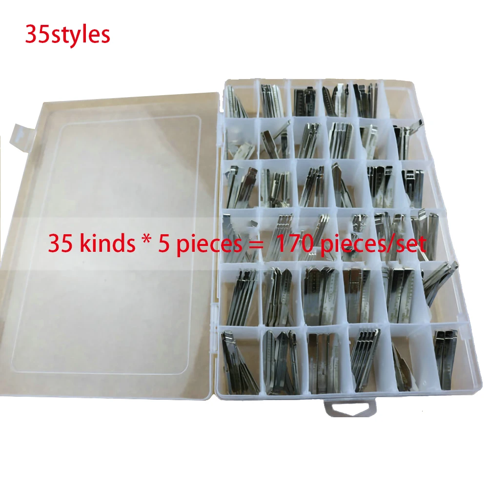 Car Key Blade 35 Types 175PCS Original Engraved Line Key for 2 In 1 Scale Shearing Teeth Blank Remote Key Blade Locksmith Tools