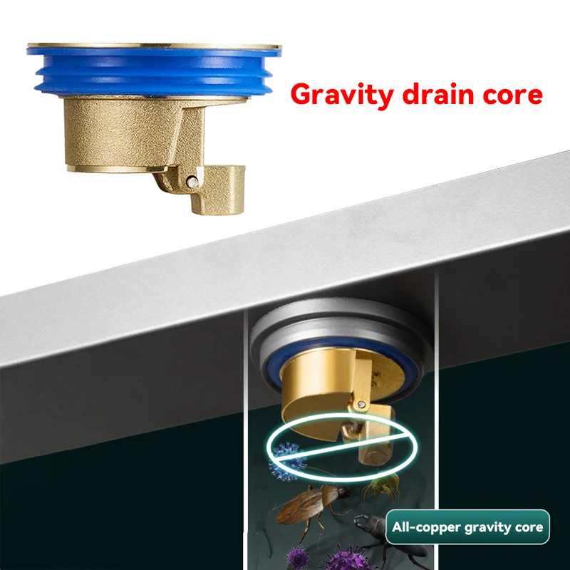 

Floor Drain Core, All Copper, Odor Proof Core, Drain Guard Sewer Backflow Preventer, Deodorization Drain Plug Hair Stopper, Hair