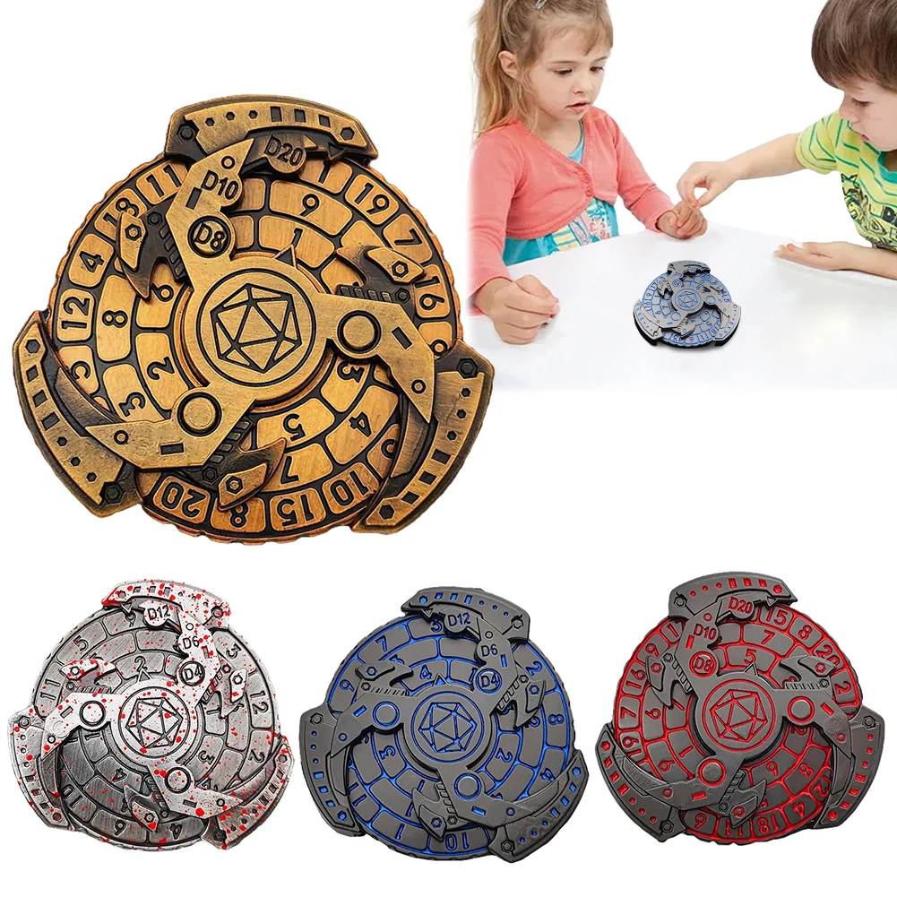 7-in-1 الإصبع الدوران نمط Dnd النرد المعدني المعدني Dnd النرد مع D & D صندوق النرد DND الروليت النرد سبينر لمشغل ألعاب لعب الأدوار