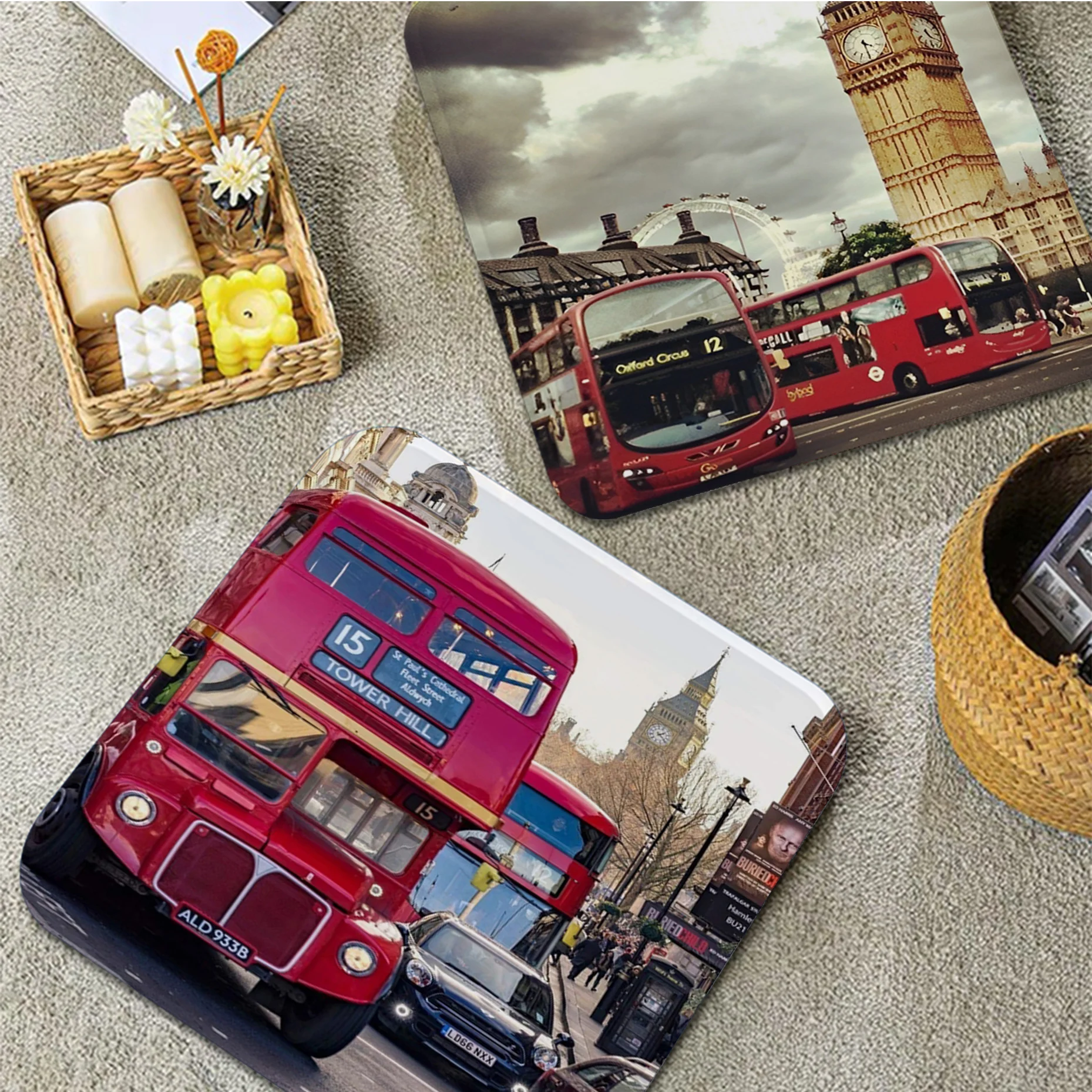 Vintage London Red Bus Cushion Mat Modern Style Sofa Mat Dining Room Table Chair Cushions Unisex Fashion Anti-slip Cushion Pads