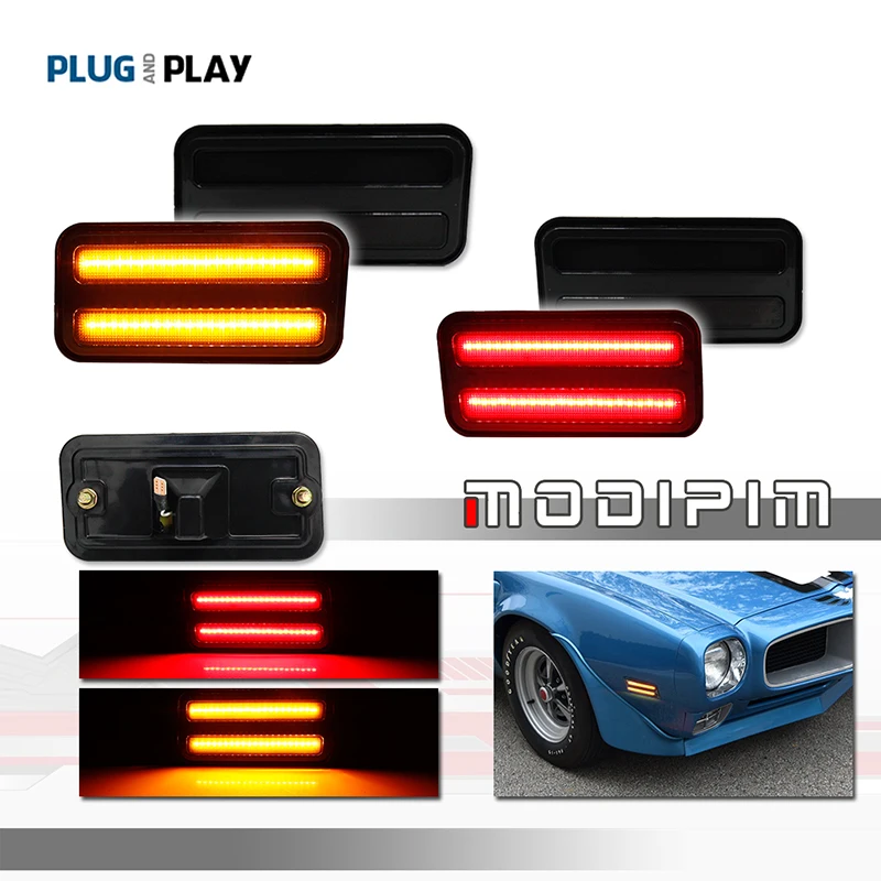 

Amber White Red LED Car Front / Rear Bumper Side Marker Turn Signal Lights Parking Lights For 1970-1981 Pontiac Firebird/Trans