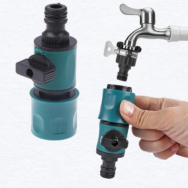1pc Garden Hose Pipe In-Line Faucet Tap Shut Off Valve Fitting Watering Irrigation Quick Connector With Valve Garden Gadget