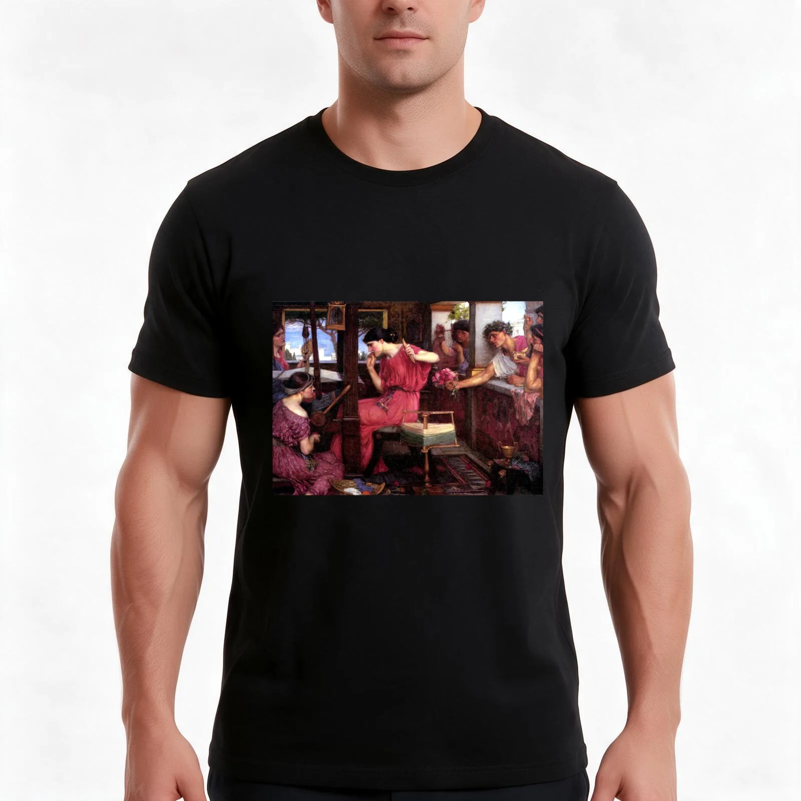 Penelope and her Suitors - John WIlliam Waterhouse T-Shirt, Summer Casual Cotton Tee, Oversized Streetwear Tops, 100% Cotton