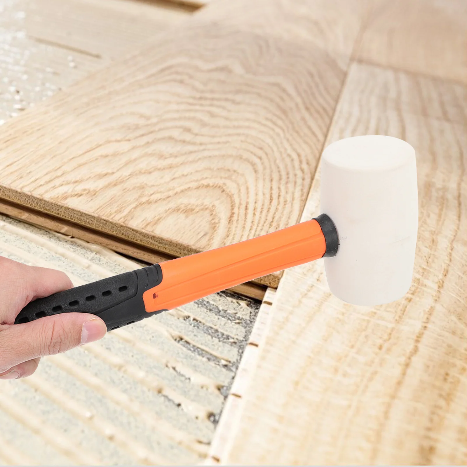 

1 pc Rubber Hammer Round Head For Floor Installation Shock-Resistant Handle With Hanging Hole Tool Home Use Hand Tool