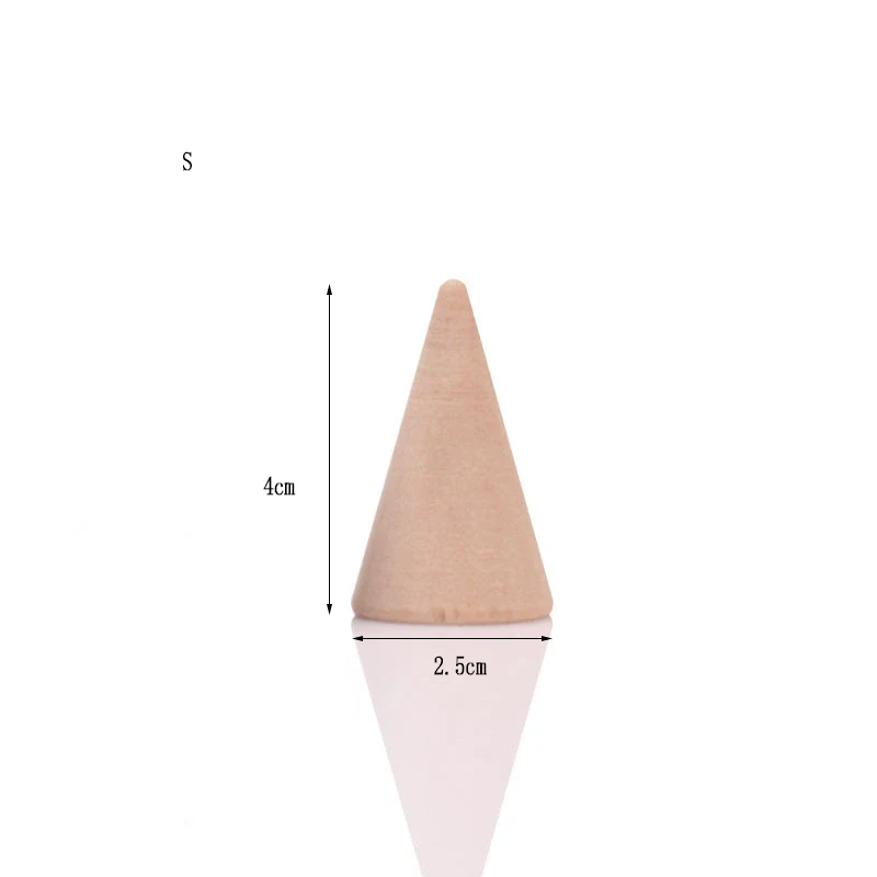 Wood Fingertip Cone Ring Stand Display Case Jewelry Stand Showcase Holders