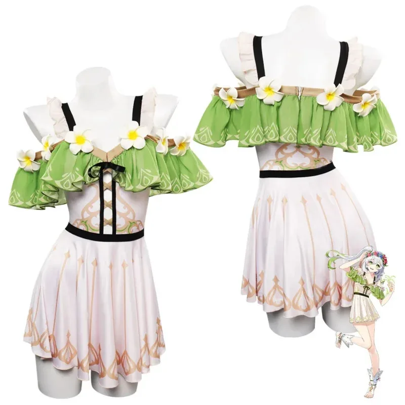 Nahida Cosplay Women Costume Swimsuit Game Genshin Impact Role Play Outfits Girl Summer Dress Halloween Carnival Party Su BMb;4.