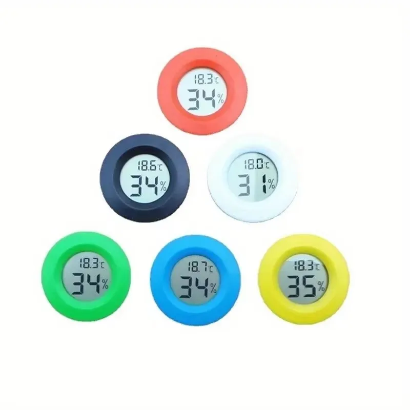 1/2PCS Mini LCD Digital Thermometer Hygrometer Round Temperature Humidity Tester Sensor Detector For Freezer Cigar Box