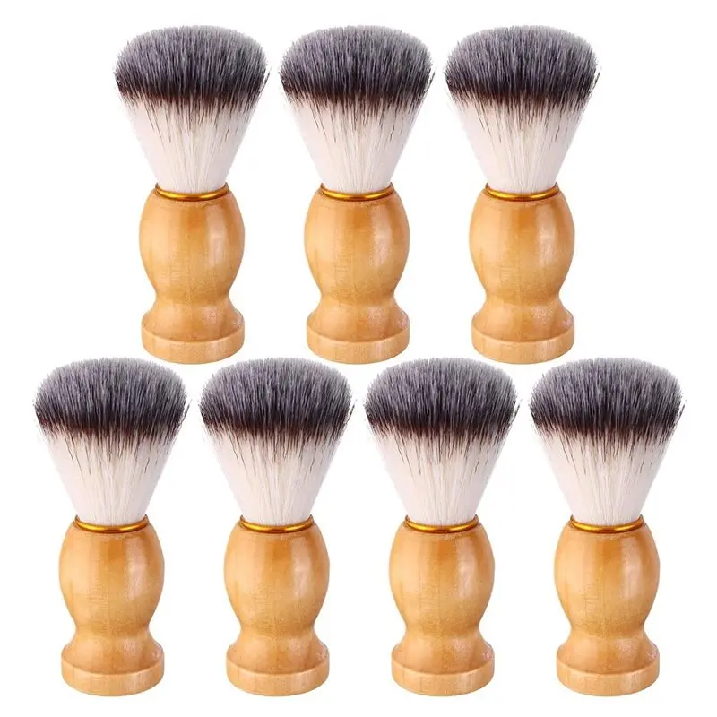 LITE-21Pcs Men Shaving Brush Wood Handle, Salon Tools Hand Crafted Shaving Brush Wood Handle Shave Brushes Hair Brush