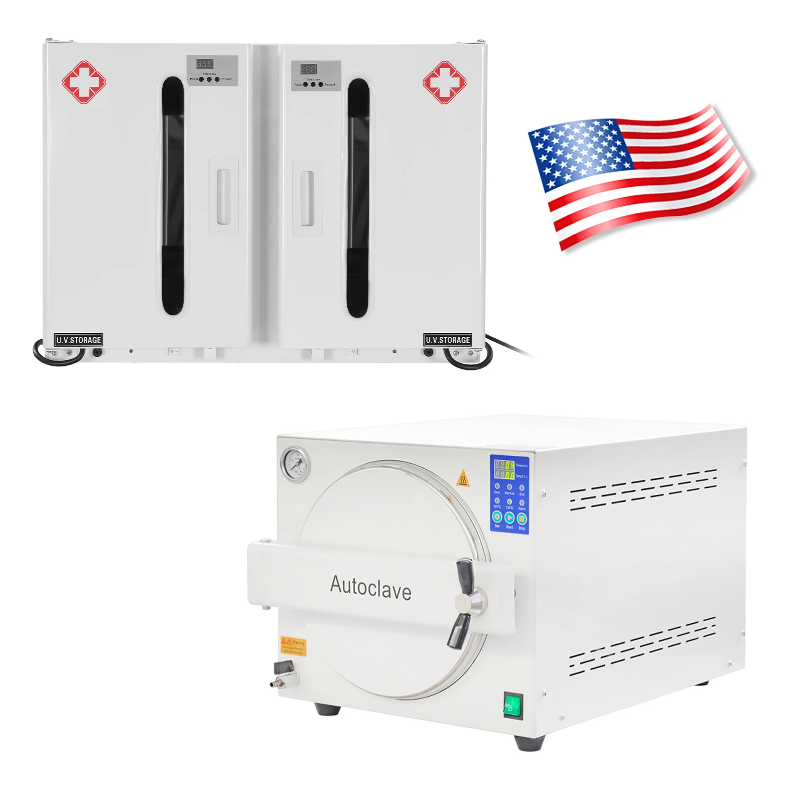 

Автоклав паровой стоматологический 18 л / УФ-стерилизатор 54 л для хирургических инструментов, автоматическая стерилизация, ультрафиолетовый дезинфекционный шкаф (США)