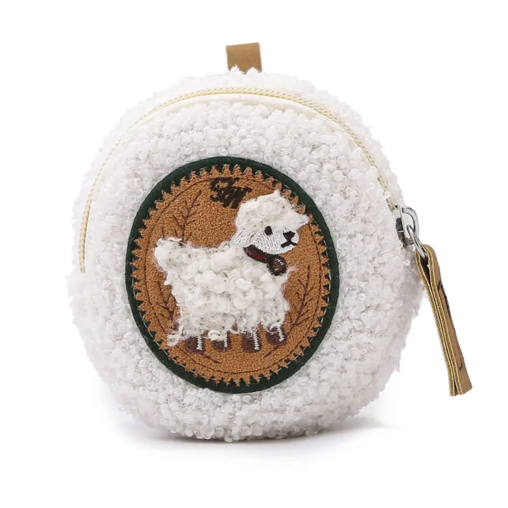 Porte-monnaie en peluche avec pendentif portable, porte-clés, agneau, ours, petit sac de maquillage, dessin animé, style coréen, sac pour écouteurs, extérieur