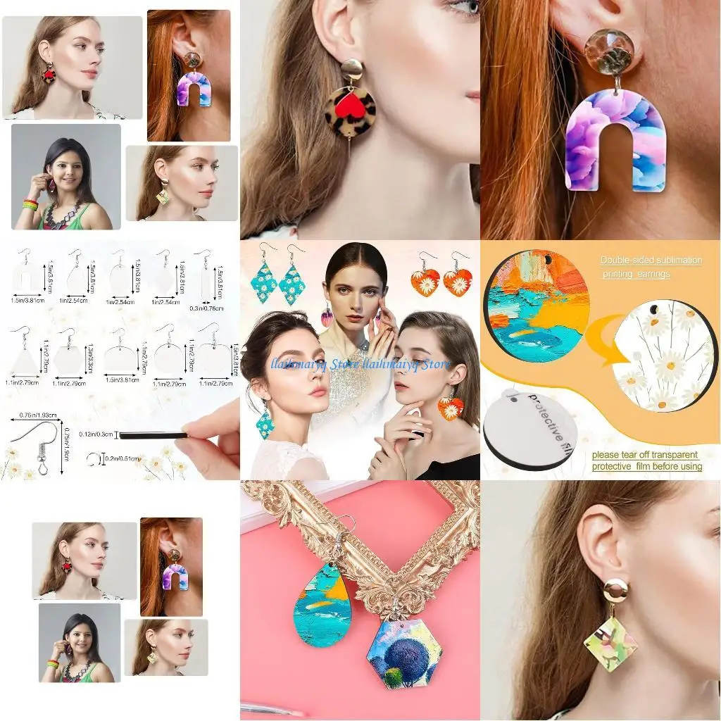

573B 60x Sublimation Printing Earrings Valentine's Day Women Girl DIY Earring Project