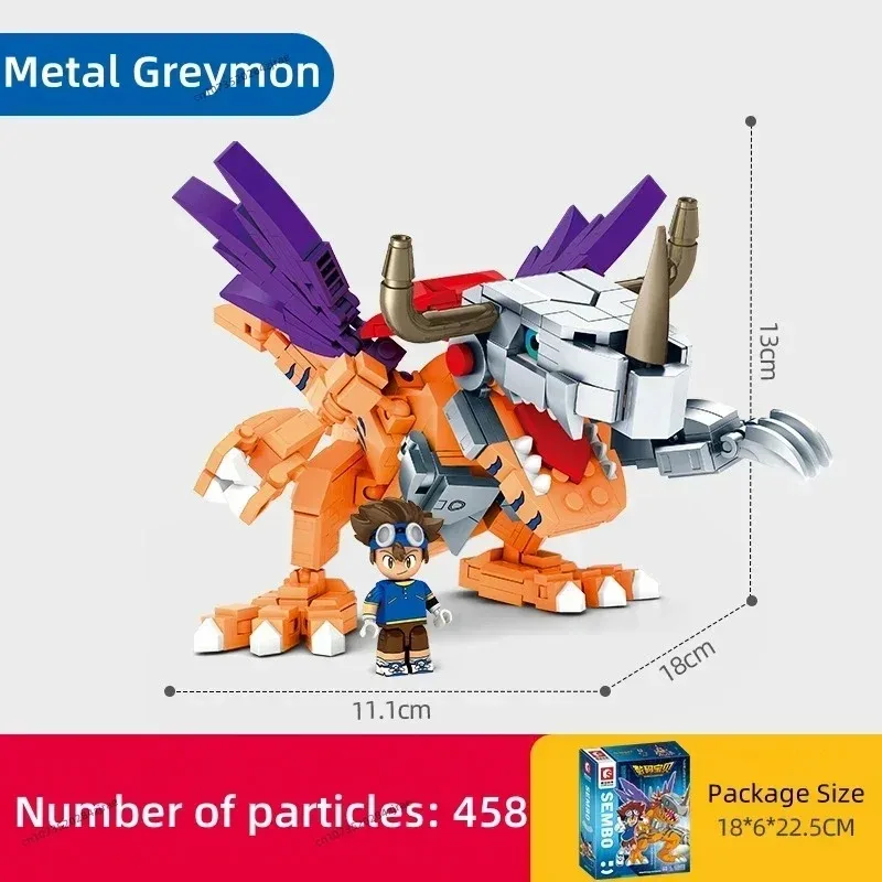 NIEUW BLOK Digimon Assembleren van bouwstenen Battle Greymon Agumon Speelgoed Anime Ornamenten Model Kindervakantiecadeau