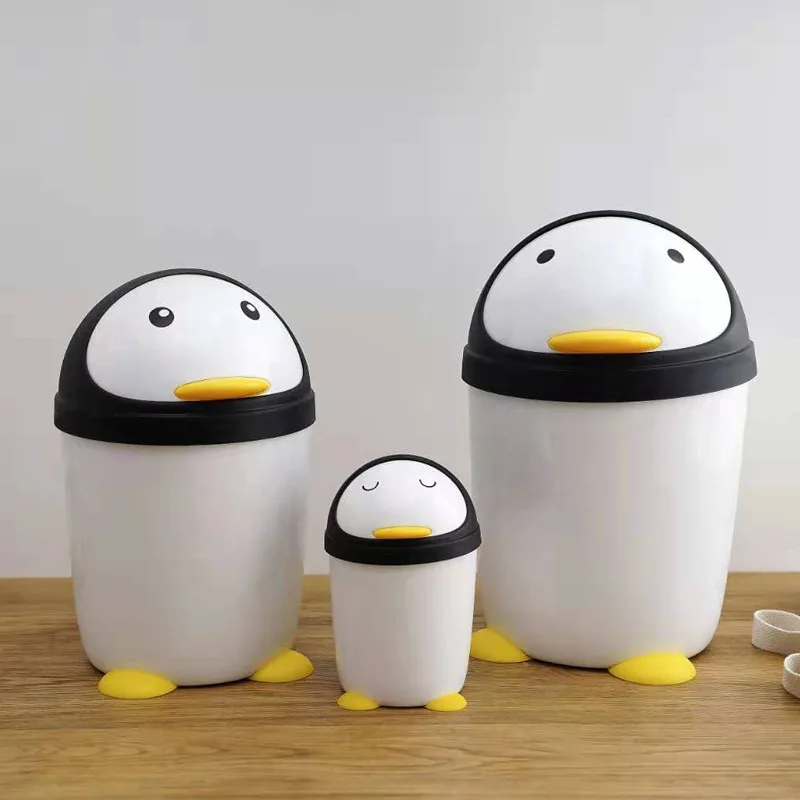 

Creative Cartoon Fashion Home Large Bathroom Living Room Kitchen Bedroom Office Desktop Trash Can Penguin Modeling Ashcan Ashbin