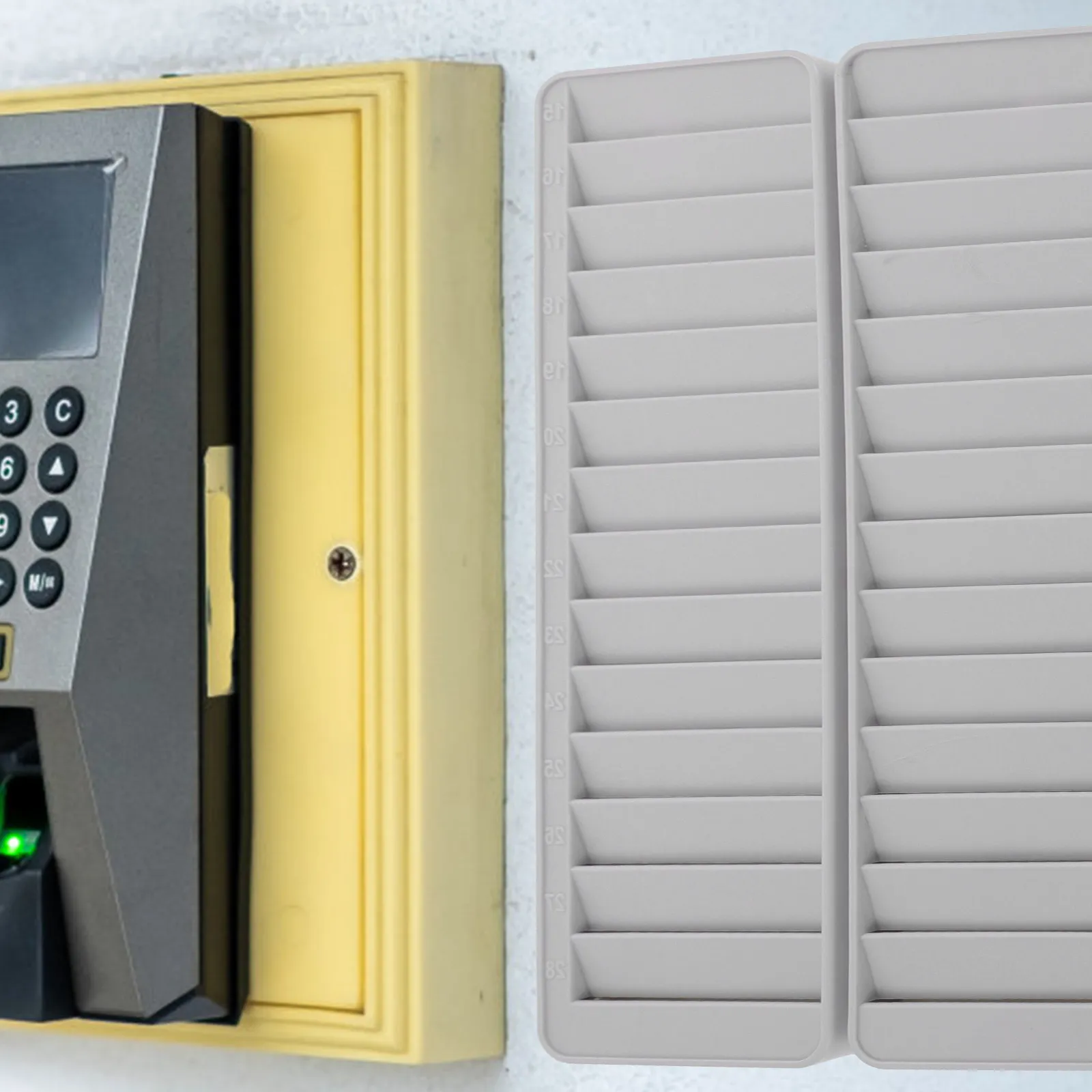28-slot-wall-mount-plastic-attendance-cards-holder-compact-lightweight-for-exam-rooms-offices-factories-time-cards-shelf-rack