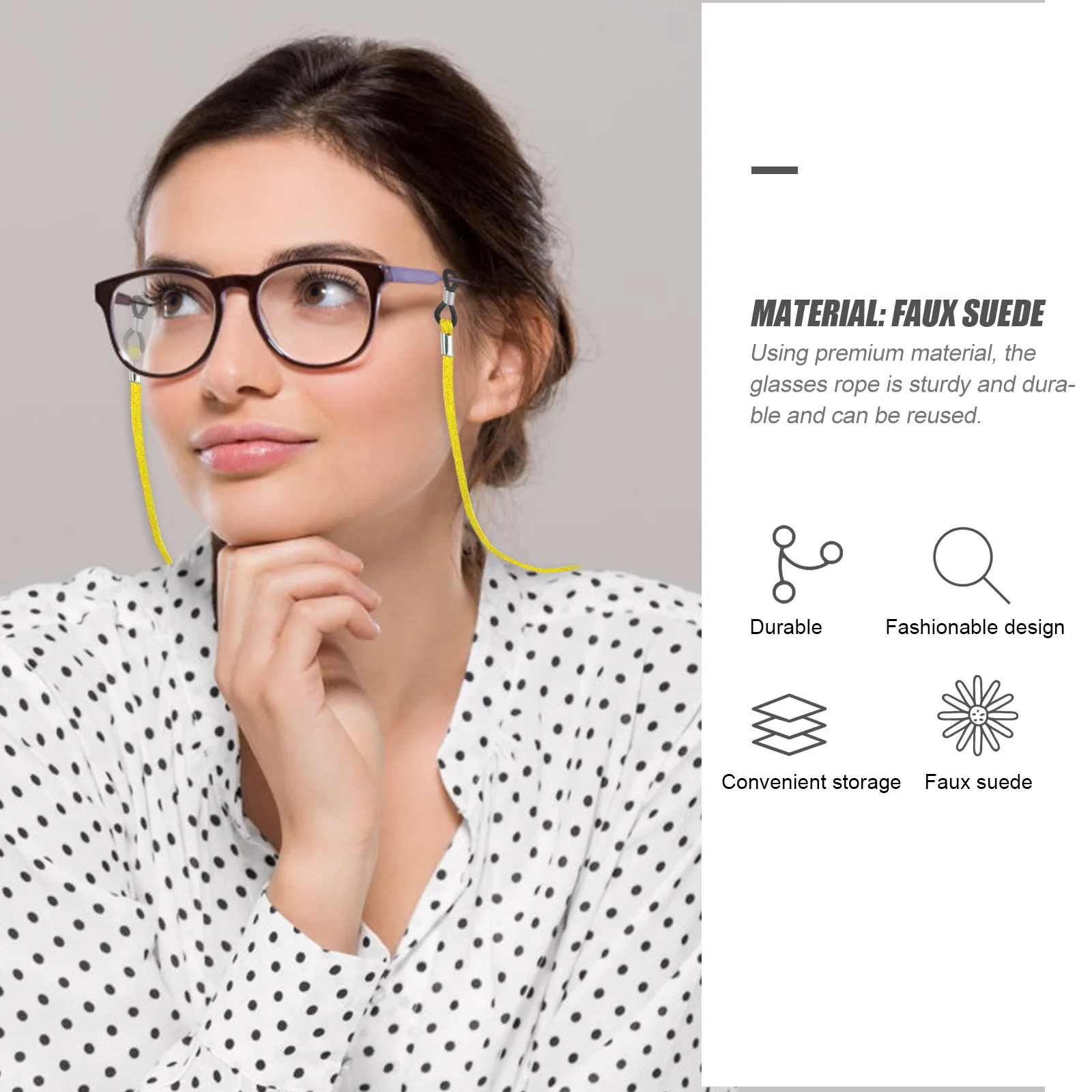 

6pcs Glasses Lanyard Eyeglasses Strap Suede Adjustable Lightweight Portable Daily Use Compatible Most Outdoor Chic Easy Wear