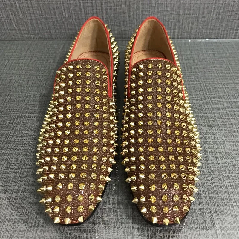 

Luxury Full Spike Loafers Man Dress Shoes Handmade Slip On Summer Rivets Shoes Men Casual Shoes Male Mocassin Homme