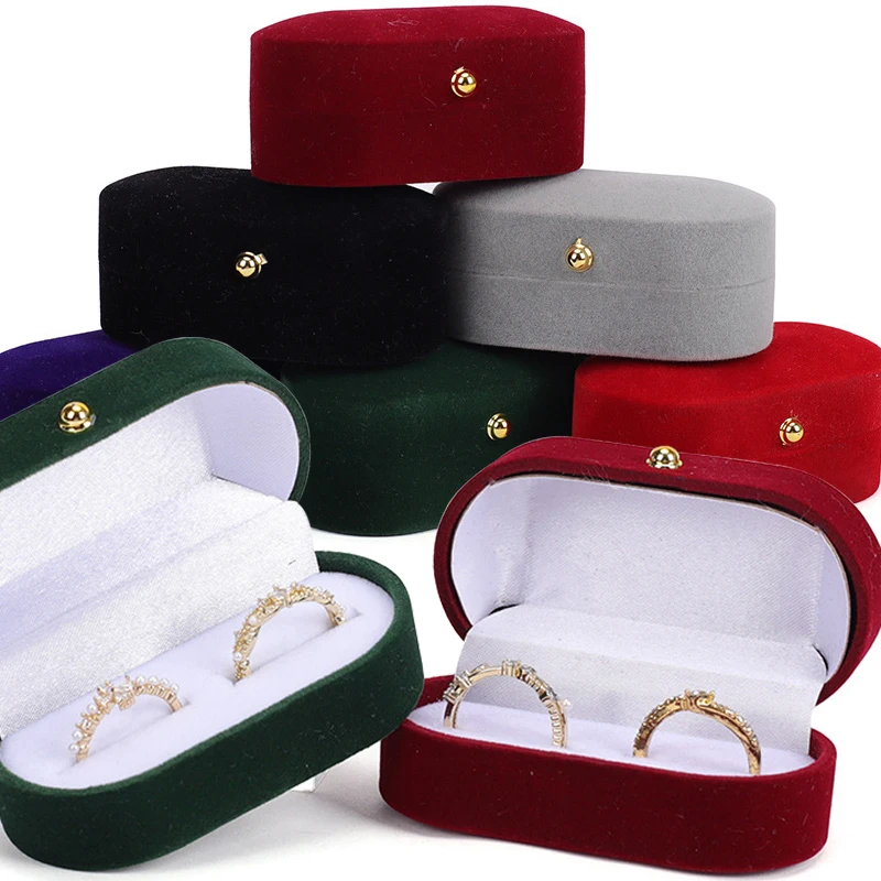 Flocking Velvet Square Boxes Propose Rings Earring Display Ring Jewelry Storage Box Oval Flip Case Packaging Container Organizer