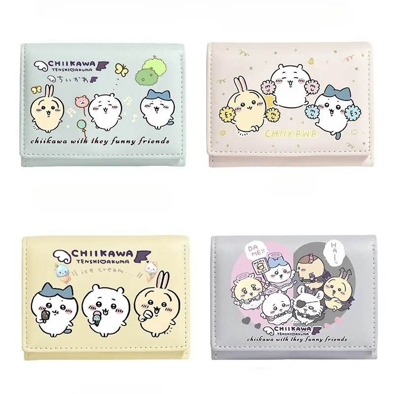 

Chiikawa Wallet Usagi Cartoon Cute PU Short Multi Slot Buckle Mini Children's Wallet Simple Coin Change Storage Card Bag Gift