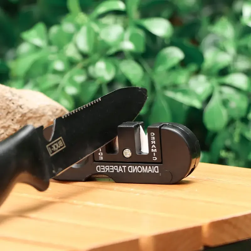 

4-in-1 Portable Knife Sharpener - Diamond-Coated Rod & 120-1000 Grit Whetstones | Camping/Hiking Essential