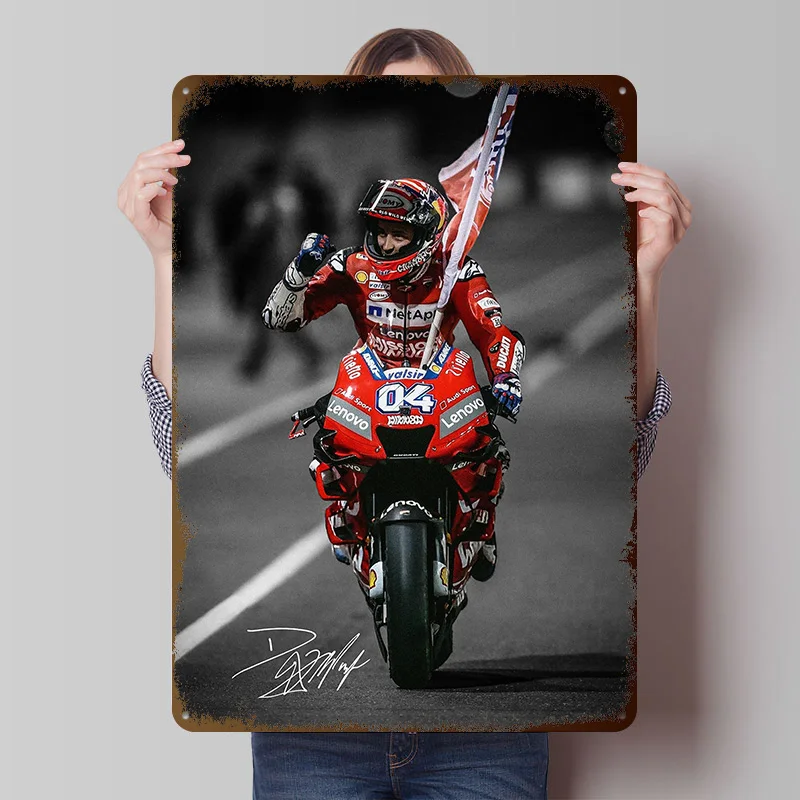 Andrea Dovizioso MotoGP Racer Victory Metal Poster Wall Art Retro Vintage Tinplate Signs for Man Cave Home and Garden Wand Deko