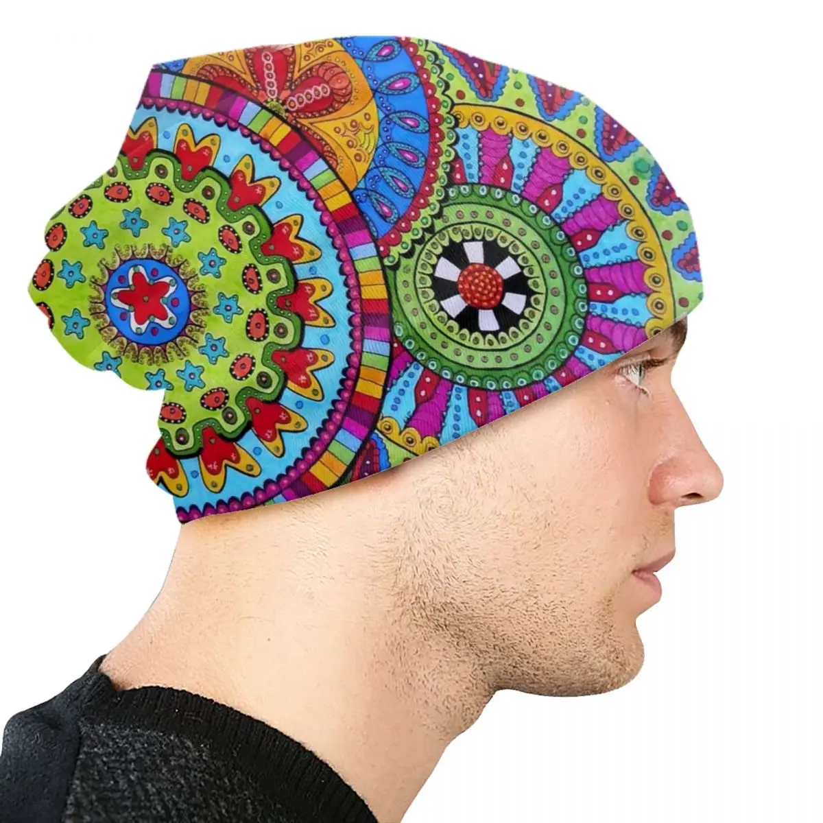 Mandala Flower Deanfun Colorful Skullies Beanies Caps Unisex Winter Warm Knitted Hat Cool Adult Bonnet Hats Outdoor Ski Cap