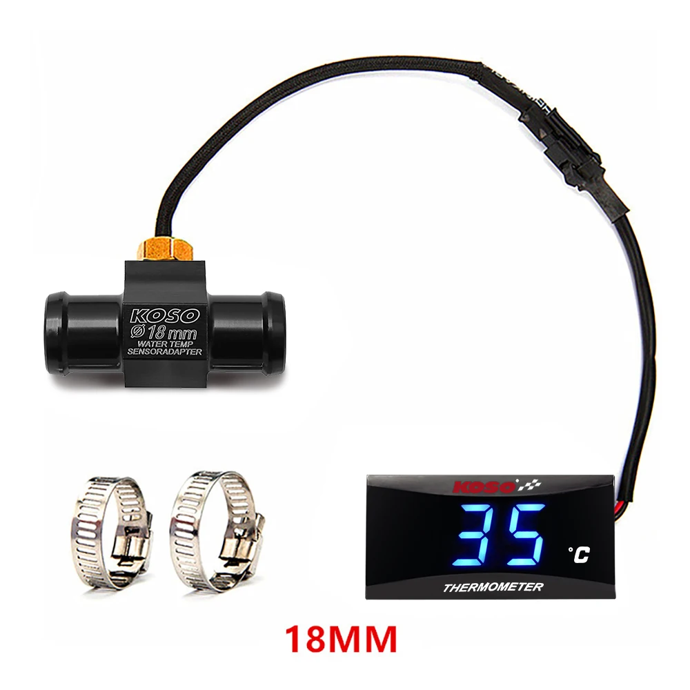 KOSO Motorrad Wassertemperatur Minimessgerät Universal LCD Digitaler Bildschirm Sensor Thermomete SAMCI Temperaturanzeige