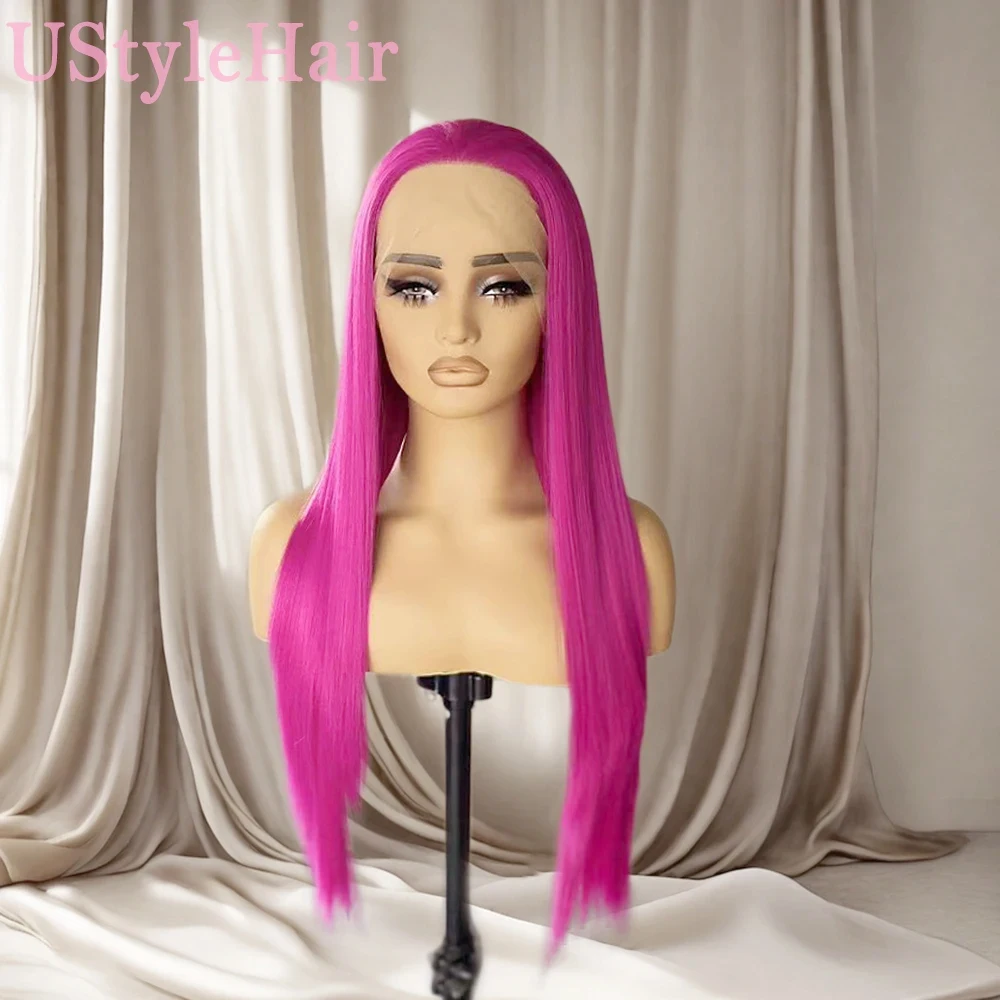 

UStyleHair Pink Long Silky Straight Wig for Women Girls Heat Resistant Synthetic Hair Natural Hairline Daily Use Cosplay Wig