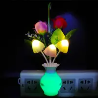 0.5W LED Night Light With Auto Sensor Energy Saving Rose Flower Mushroom Plug In Lamp For Bedroom Bathroom Living Room Kitchen 5