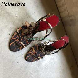 Leopard Metal Fringe Sandals Round Toe Thin Heels Straight Strap Shoes Ladies Fashion Sexy Runway Street Shoot Stiletto Shoes