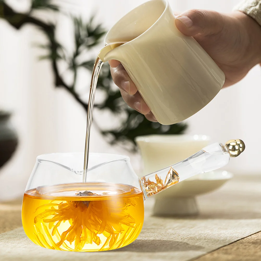 

2Pcs Heat Resistant Glass Gongfu Fairness Cup Side Handle Tea Divider Elegant Home Office Use Glass Jugs