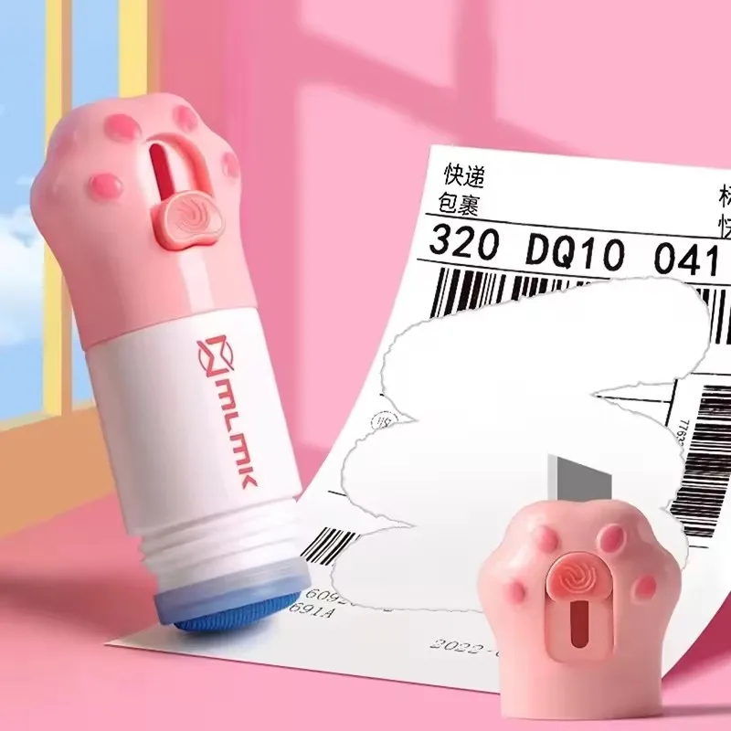 Correction Fluid Cat Paw Thermal Paper with Knife Parcel Box Opener Home Anti Peep Identity Information Privacy Protector Eraser