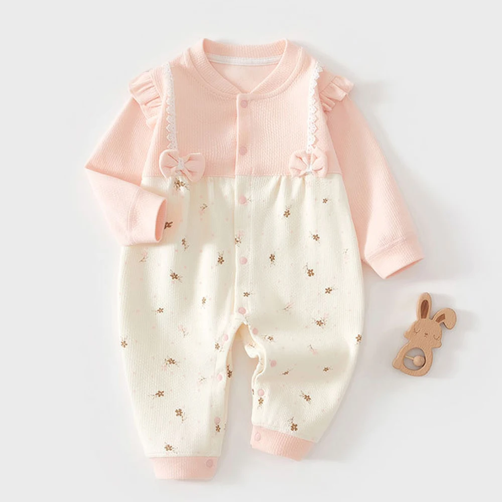 Baby Girl Autumn Clothes Floral Bow Spring Autumn Newborn Romper Christmas 1st Birthday Baby Jumpsuit