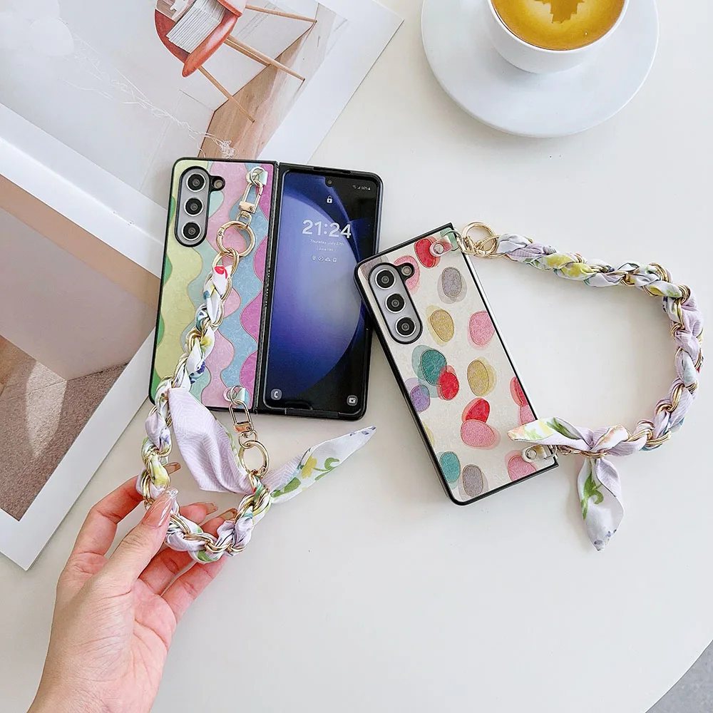 For Xiaomi Mix Fold 3 Fashion Colorful Wave Point Scarf Rope Phone Case Cover