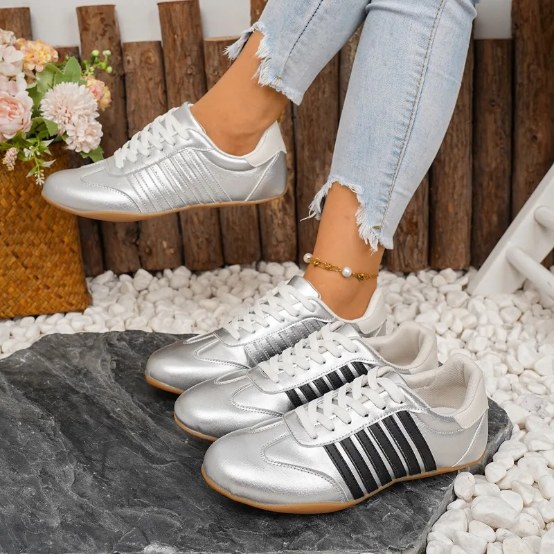 2026 Color Blocking Comfortable Women's Sneakers Vintage Round Toe Loafers Shallow Mouth Outdoor Women Shoes Zapatillas De Mujer