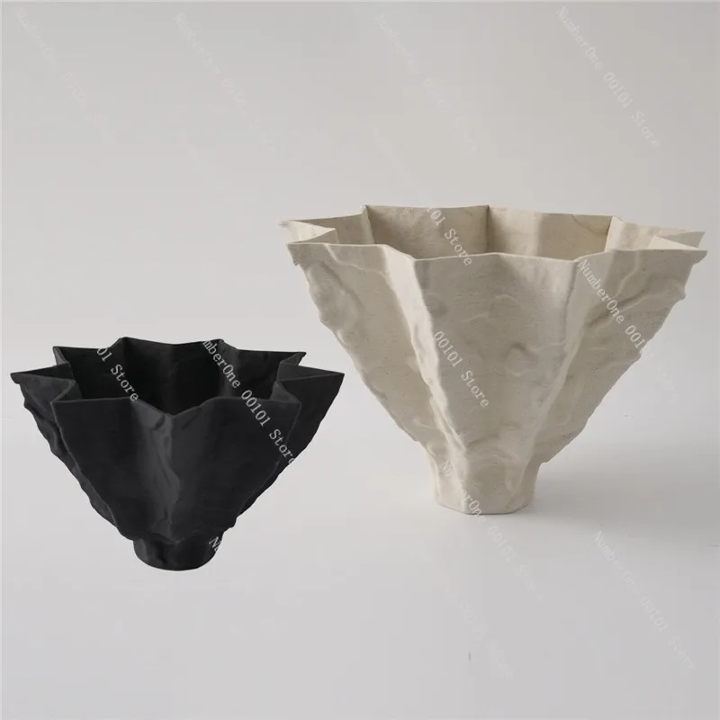 Modern Minimalist Creative 3D Printed Ceramic Vase Irregular Art Flower Holder Home Living Room Sample Room Tabletop Decoration