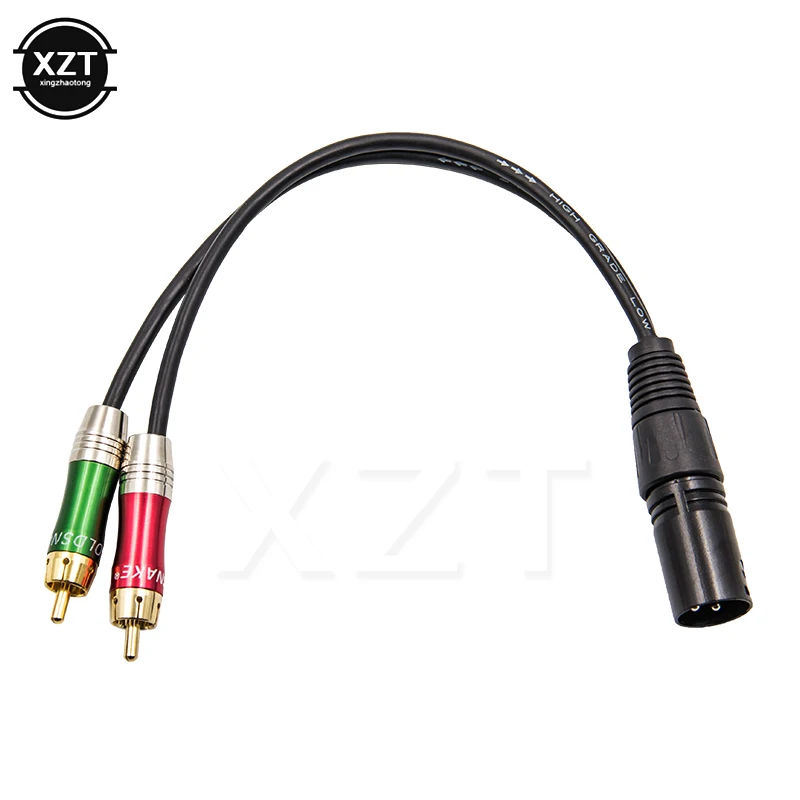 

3pin XLR Male to 2 RCA Male Audio Adapter Cable Metal Audio Connector Cable Cord for Microphone DVD TV Stereo Audio Amplifier