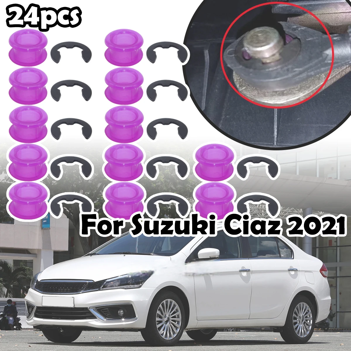24pcs For Suzuki Ciaz 2021 Gear Shifter Cable Linkage Bushing Sleeve Both Ends Grommet Fix Durability Repair Kit Car Accessories