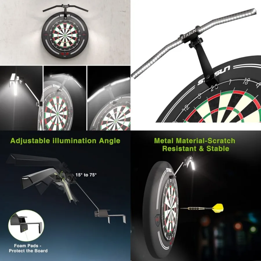 LED Dartboard Light, Foldable Dartboard Lighting System for The Entire Board, Professional Dart Accessories with Adjustable Ang