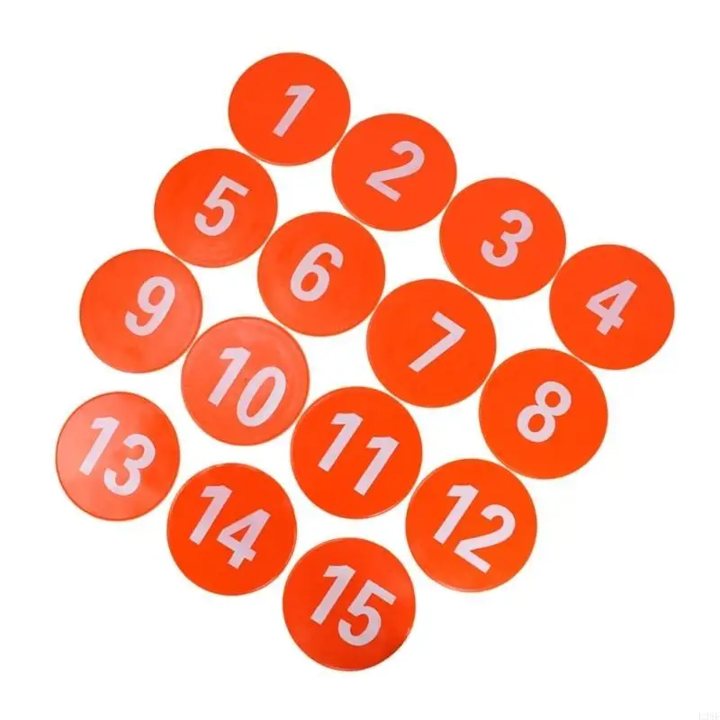 

L38F 15Pcs Flat Cones with Number Agility Markers Spots for Sports Soccer Training Spots Markers Nonslip Floor Dots for Gym