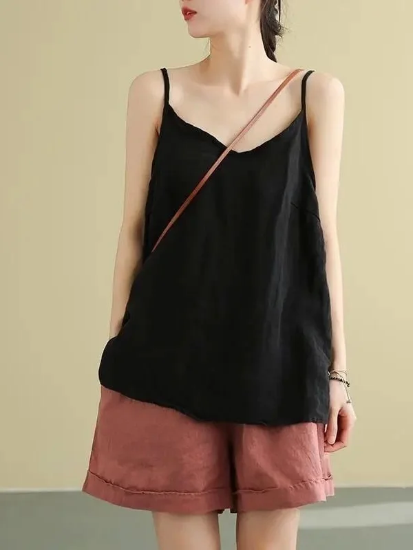 

Женская блузка из хлопка и льна 2024: тонкая, комфортная, дышащая, модная, с коротким рукавом