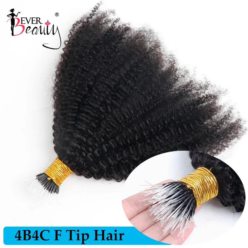 Afro Kinky Krullend F Tips Microlink Human Hair Extensions Bundels Nano Ringen Hair Plastic Fearther F Tips Ik Tip Voor zwarte Vrouwen