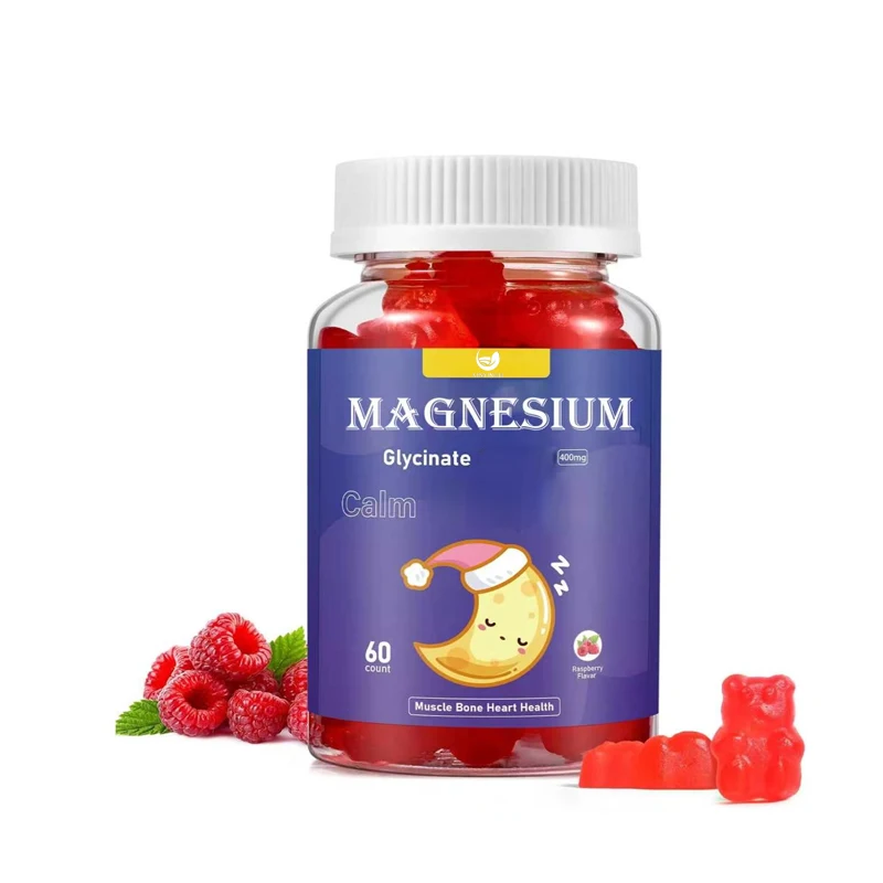 Magnesium glycinate gummies, 400mg sugar free magnesium glycinate supplement, containing vitamin D and B6