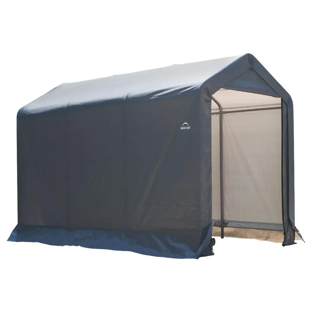 All-Season Steel Outdoor Storage Shed with Waterproof Cover and Heavy-Duty Anchors