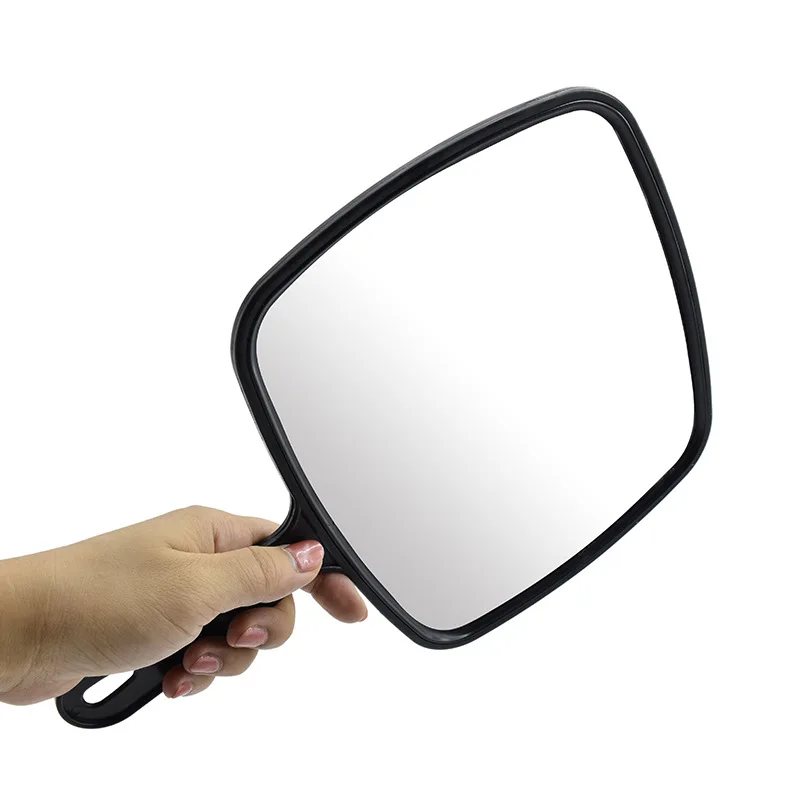 Miroir de coiffeur professionnel avec poignée, miroir à main pratique pour salon de coiffure à domicile, noir